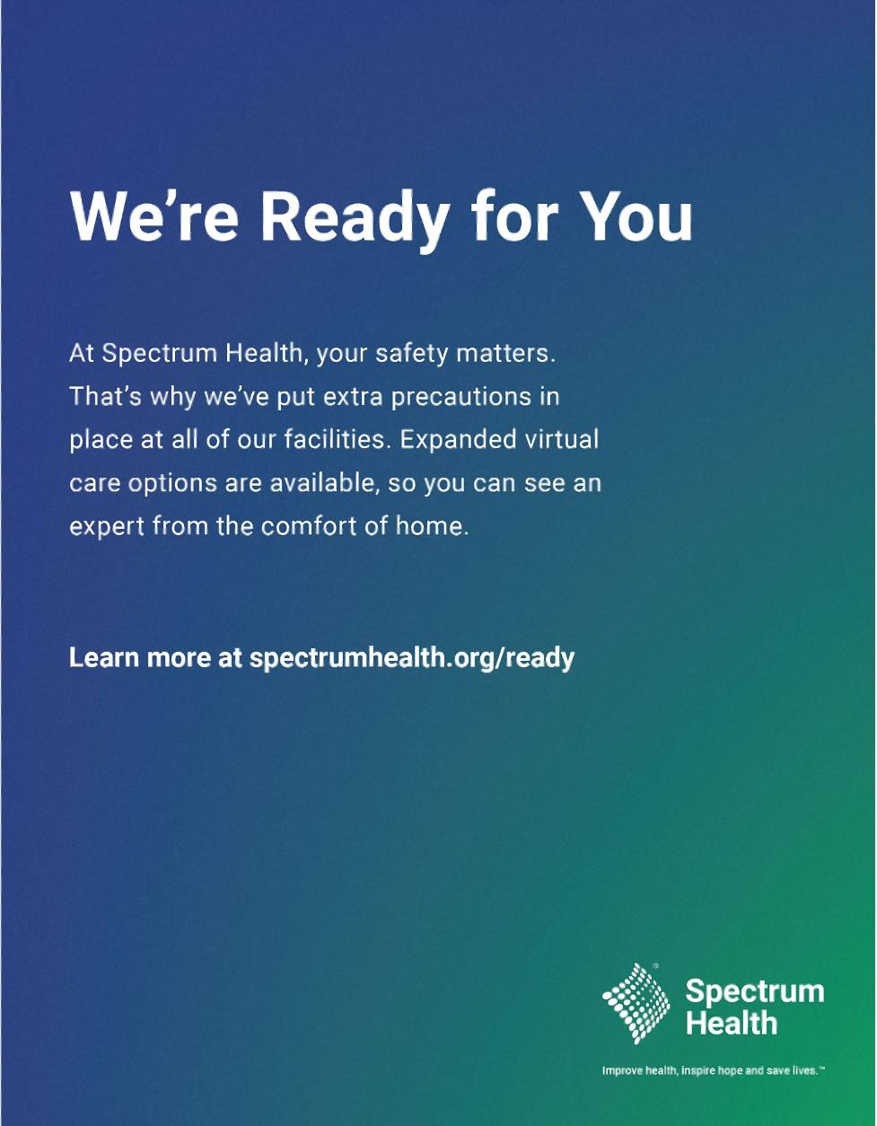 Link to Spectrum Health Were Ready for You website